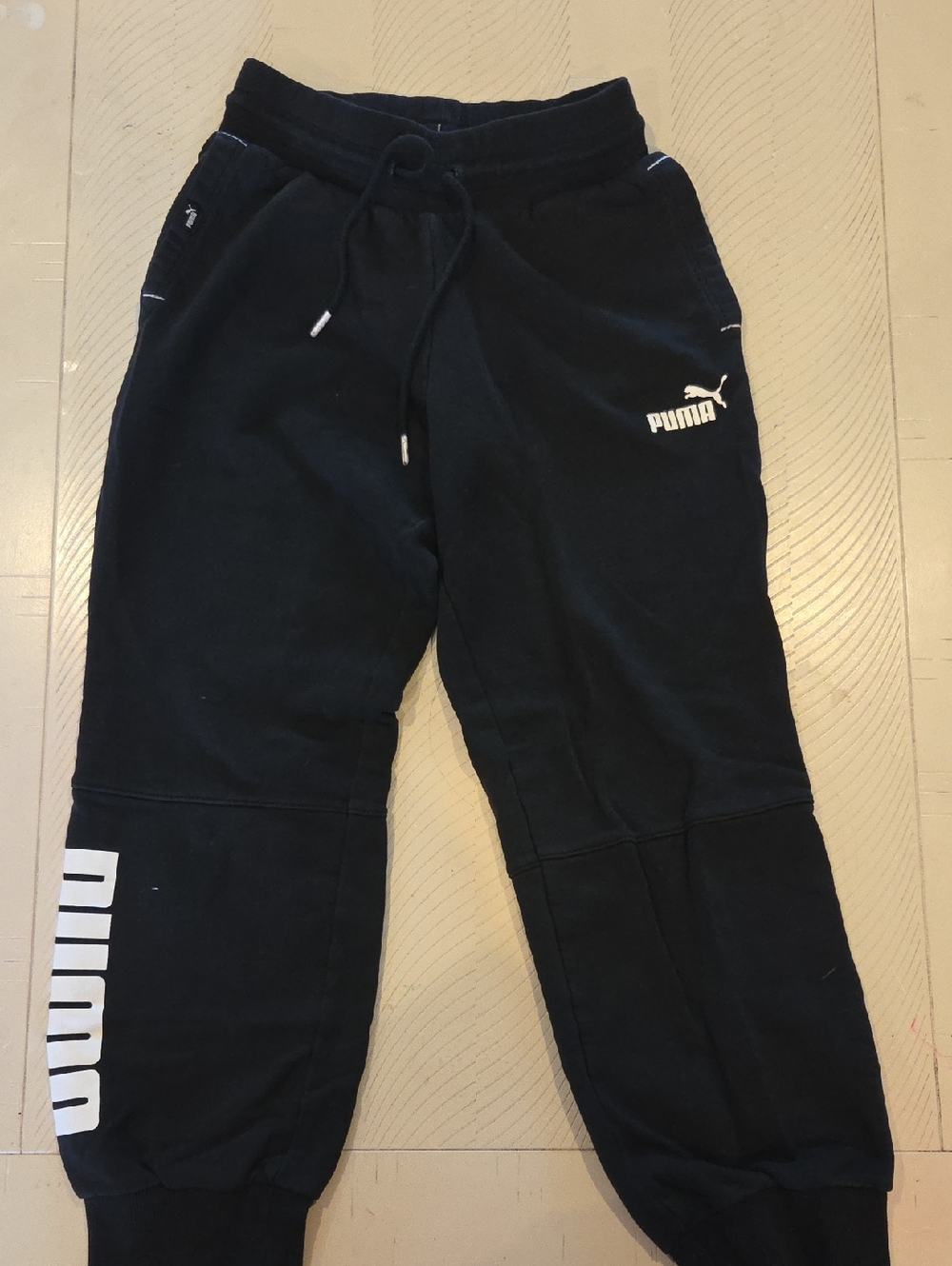 Puma Black Sweatpants with White Logo Accents
